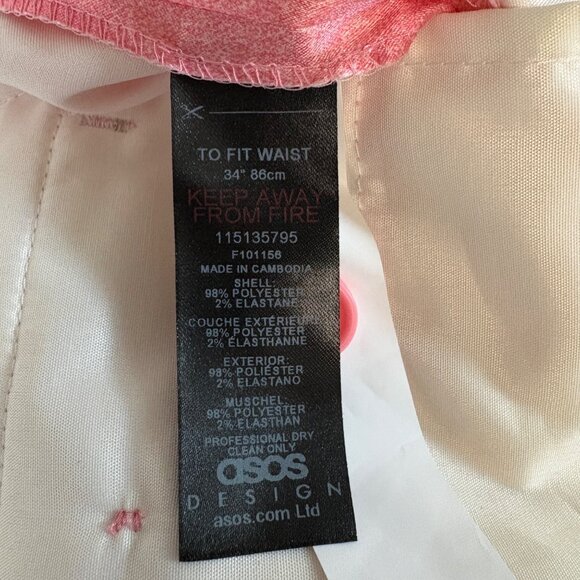 ASOS Design Mens Pink White Marble Print Board Shorts Size W34 Satin Casual - Picture 5 of 7